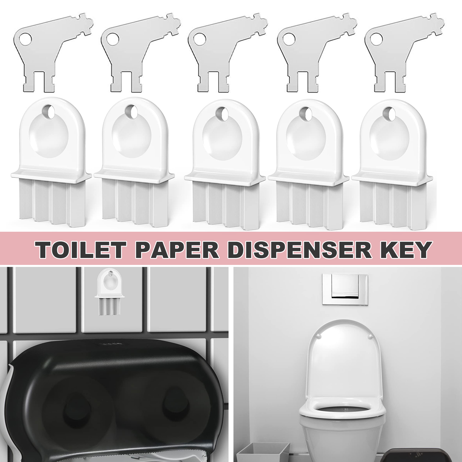 Lot De 2 Clés Pour Distributeur De Papier Toilette - Plastique Robuste, Compact (6,4x2,4 Cm) - Ouverture Facile Des Réservoirs