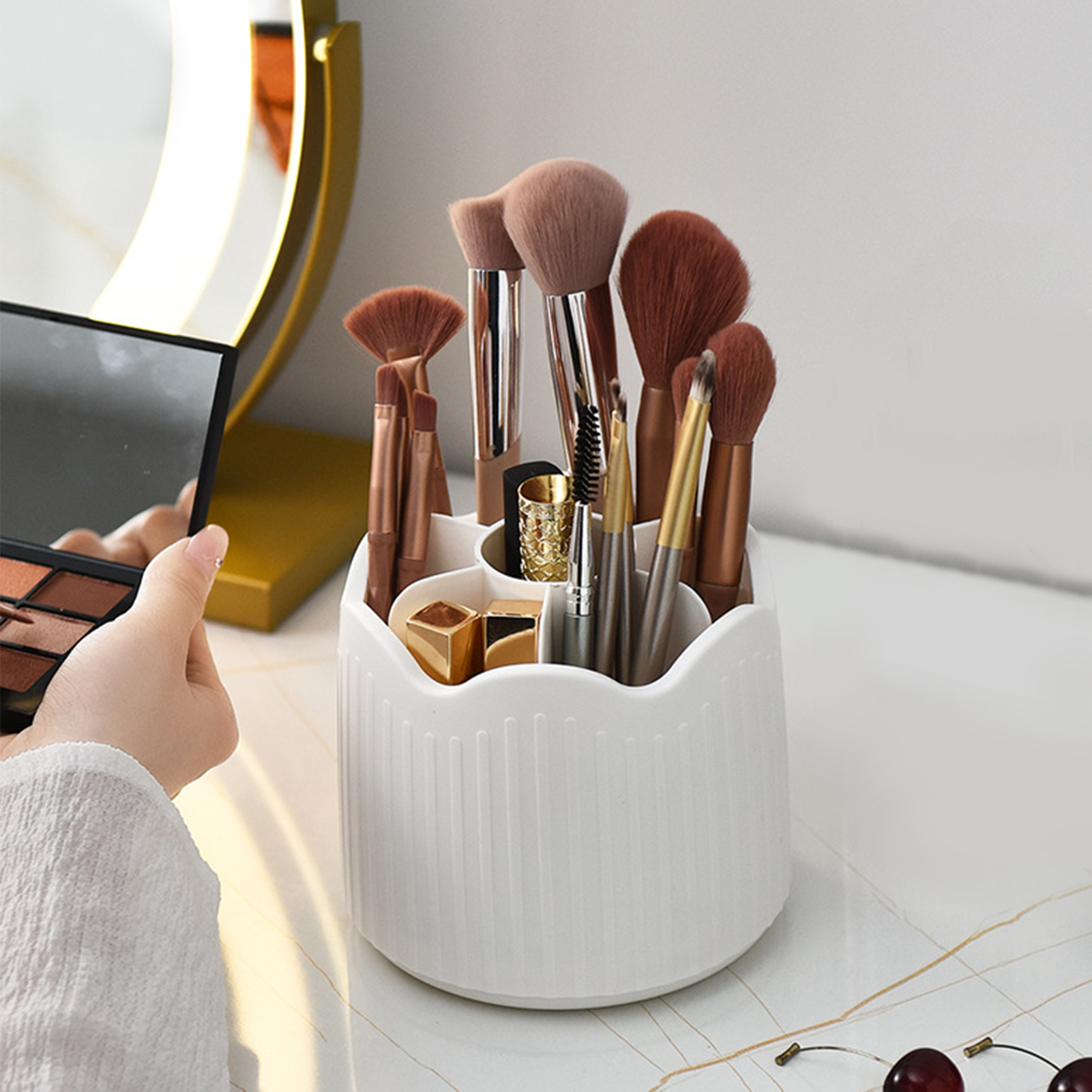 AHANDMAKER Porte-Pinceaux 71 Trous - Organisateur Brosse Maquillage Et Peinture Blanc